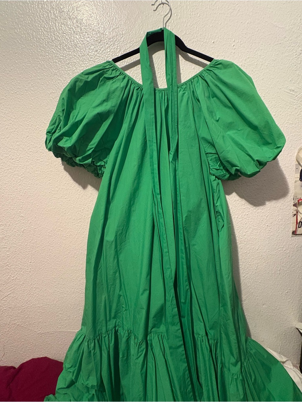 Christopher John Rogers Bright Green Puff-Sleeve Maxi Dress